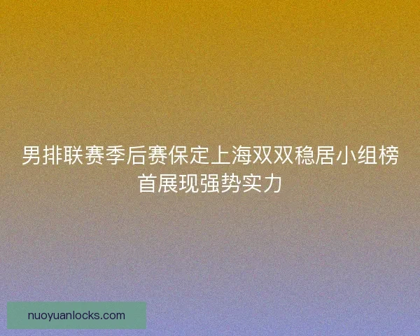 男排联赛季后赛保定上海双双稳居小组榜首展现强势实力