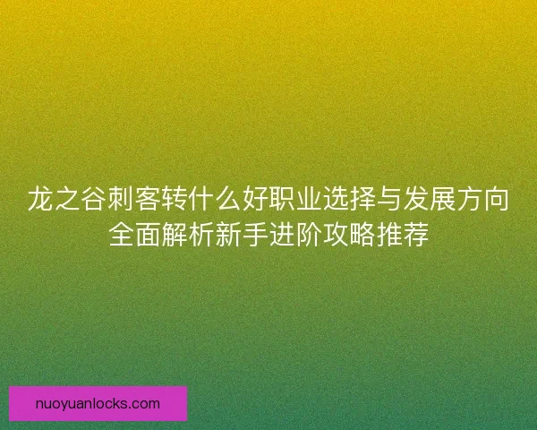 龙之谷刺客转什么好职业选择与发展方向全面解析新手进阶攻略推荐